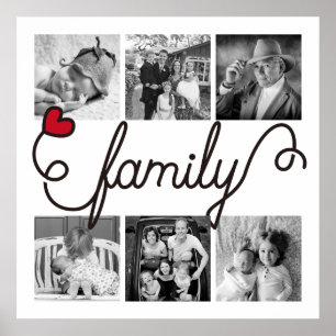 Typografie van het gezin Art Red Heart Instagram F Poster