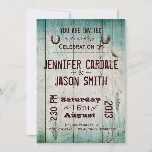 Typografie van het landschap Barn Wood Wedding Inv Kaart (Voorkant)