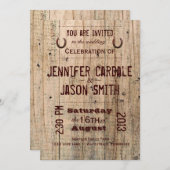 Typografie van het landschap Barn Wood Wedding Inv Kaart (Voorkant / Achterkant)