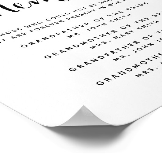 Typografie van het liefdevol gedenkteken voor brui poster (Hoek)