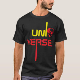 Typografie van het universum met Alien Face Design T-shirt