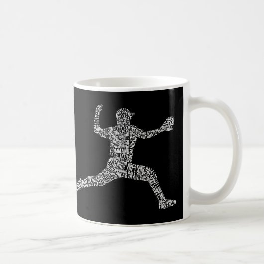 Typografie van honkbalpitcher Word Art Koffiemok (Rechts)