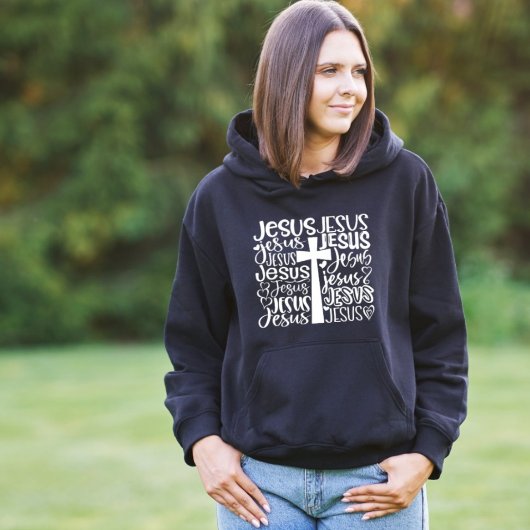 Typografie van Jesus Christ Cross Hoodie