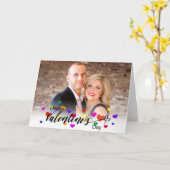 Typografie van kleurrijke Valentijnsdag Foto Harte Kaart (Gele Bloem)