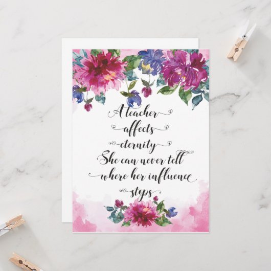 Typografie van leraar Terug naar school Kaart (Voorkant / Achterkant in situ)