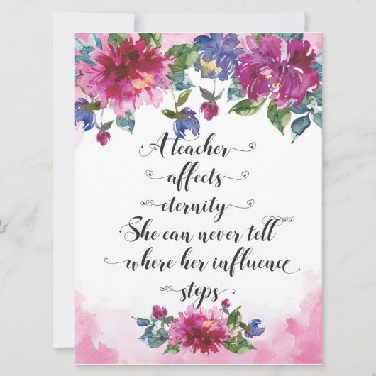 Typografie van leraar Terug naar school Kaart (Voorkant)