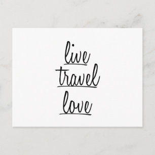 Typografie van "Live, Travel, Love" in Black Briefkaart