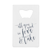 Typografie van Love and Cake Creditkaart Flessenopener (Voorkant)