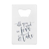 Typografie van Love and Cake Creditkaart Flessenopener (Achterkant)