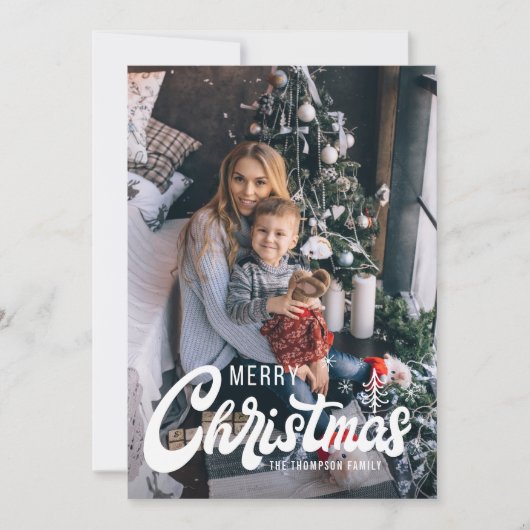 Typografie van Merry Kerstrepografie Feestdagenkaart (Voorkant)