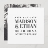 Typografie van moderne grijze blokletters save the date (Voorkant / Achterkant)