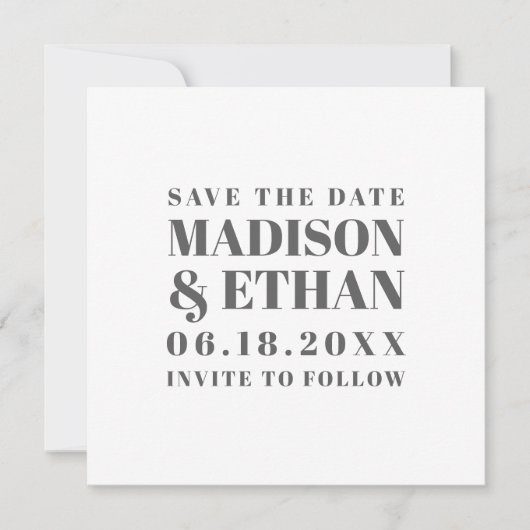 Typografie van moderne grijze blokletters save the date (Voorkant)