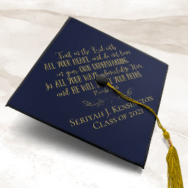 Typografie van Navy Blue Gold Bible Verse Afstuder