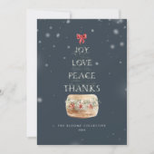Typografie van Navy Silver Snow Overlay met kerstb Feestdagenkaart (Voorkant)