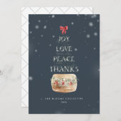 Typografie van Navy Silver Snow Overlay met kerstb Feestdagenkaart (Voorkant / Achterkant)