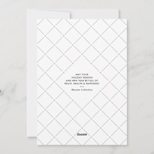 Typografie van Navy Silver Snow Overlay met kerstb Feestdagenkaart (Achterkant)