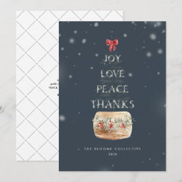 Typografie van Navy Silver Snow Overlay met kerstb Feestdagenkaart