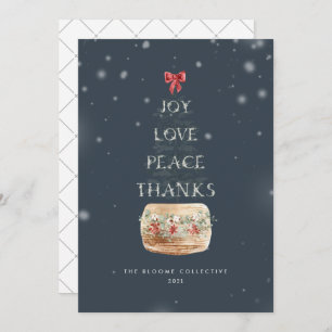 Typografie van Navy Silver Snow Overlay met kerstb Feestdagenkaart