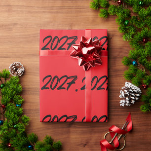 Typografie van penseel met inkt 2027 cadeaupapier