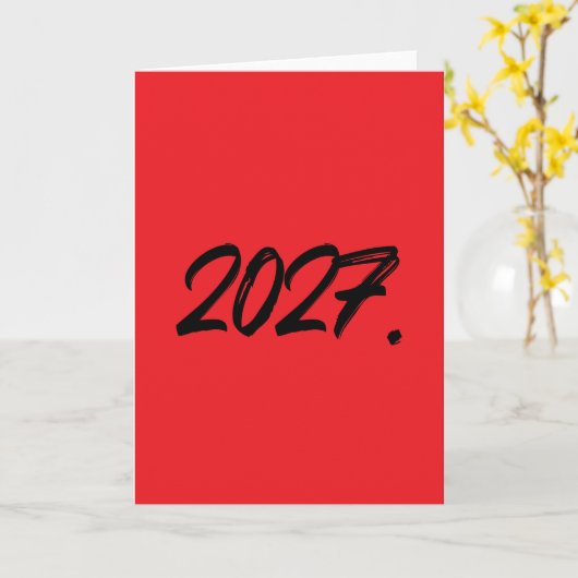 Typografie van penseelinkt van jaar 2027 kaart (Gele Bloem)