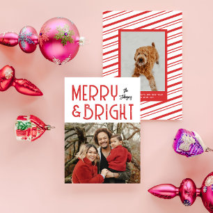 Typografie van Red Merry & Bright Retro Feestdagenkaart