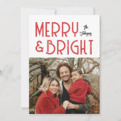 Typografie van Red Merry & Bright Retro Feestdagenkaart (Voorkant)