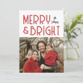 Typografie van Red Merry & Bright Retro Feestdagenkaart (Staand voorkant)