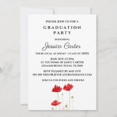Typografie van Red Poppies Floral Gradual Party Kaart (Voorkant)