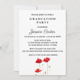 Typografie van Red Poppies Floral Gradual Party Kaart