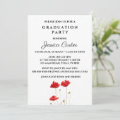 Typografie van Red Poppies Floral Gradual Party Kaart (Staand voorkant)