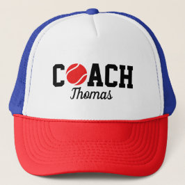 Typografie van Red Tennis Ball Coach Player Trucker Pet