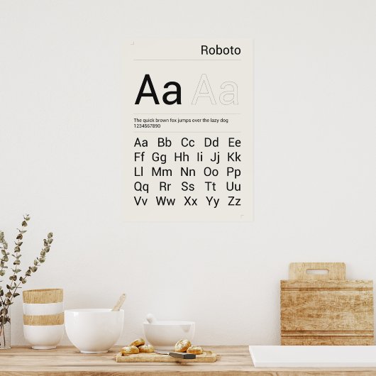 Typografie van Roboto Font Afdrukken Poster (Keuken)