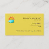 Typografie van ruis en shine op levendig geel visitekaartje (Achterkant)