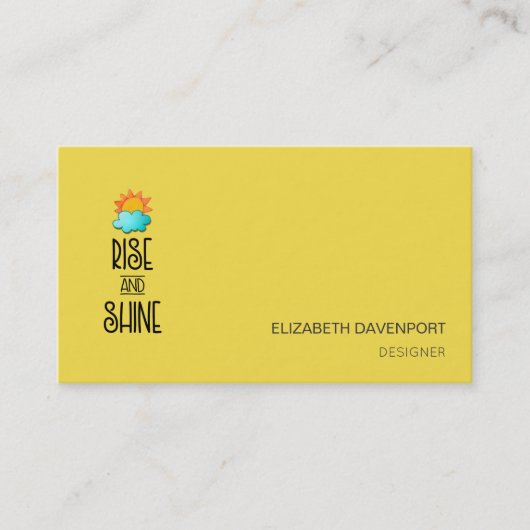 Typografie van ruis en shine op levendig geel visitekaartje (Voorkant)