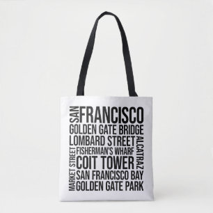 Typografie van San Francisco - California Word Art Tote Bag