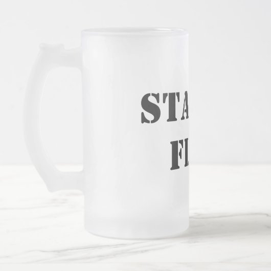 Typografie van Starter Fluid Funny Matglas Bierpul (Links)