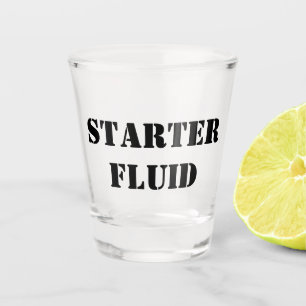 Typografie van Starter Fluid Funny Shot Glas