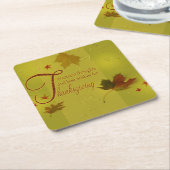 Typografie van Thanksgiving-wensen Bladeren Kartonnen Onderzetters (Schuin)