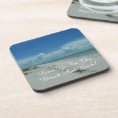 Typografie van Tropical Island Beach Photo Quote Bier Onderzetter (Linkerzijde)