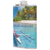 Typografie van Tropische Ocean Beach Dreams Heupfles (Links)