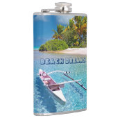 Typografie van Tropische Ocean Beach Dreams Heupfles (Rechts)