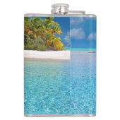 Typografie van Tropische Ocean Beach Dreams Heupfles (Achterkant)