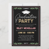 Typografie van Varsity Black Pink Graduation Party Kaart (Voorkant)