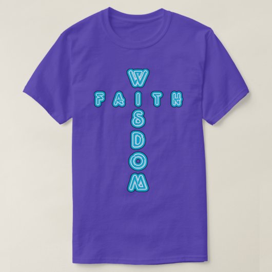 Typografie van Wisdom en Faith Cross Neon Sign T-shirt (Design voorkant)
