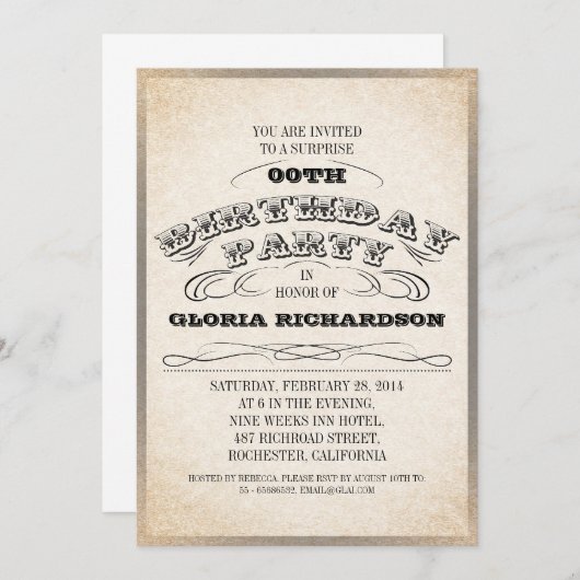  TYPOGRAFIE VERJAARDAG UITNODIGINGEN (Voorkant / Achterkant)