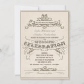  typografie verouderde ontwerp huwelijksuitnodigin kaart (Voorkant)