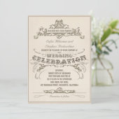  typografie verouderde ontwerp huwelijksuitnodigin kaart (Staand voorkant)