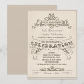  typografie verouderde ontwerp huwelijksuitnodigin kaart (Voorkant / Achterkant)