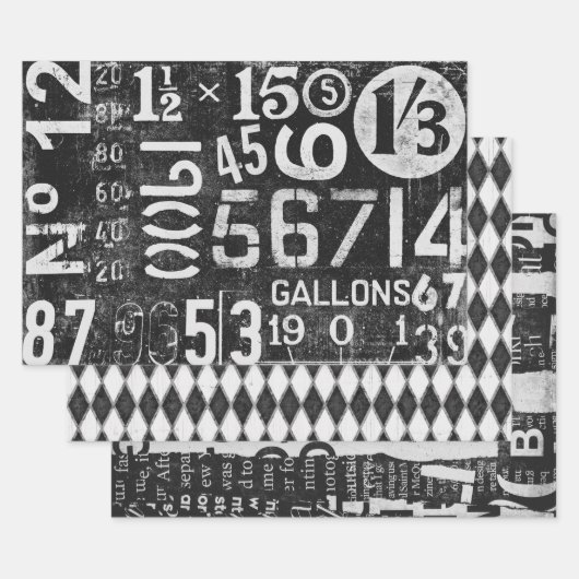  Typografie Verpakkingspapier voor ontkoppeling Inpakpapier Vel (Set)