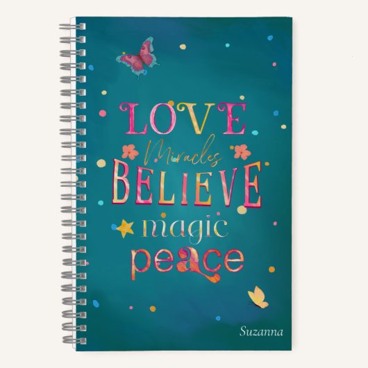  Typografie Vlinders Naam Notitieboek (Voorkant)